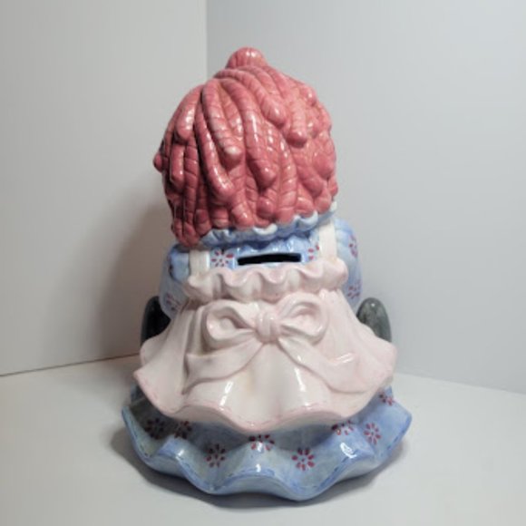 SIMON AND SCHUSTER RAGGEDY ANN DOLL WITH TEDDY BEAR CERAMIC BANK NO STOPPER - Picture 3 of 5